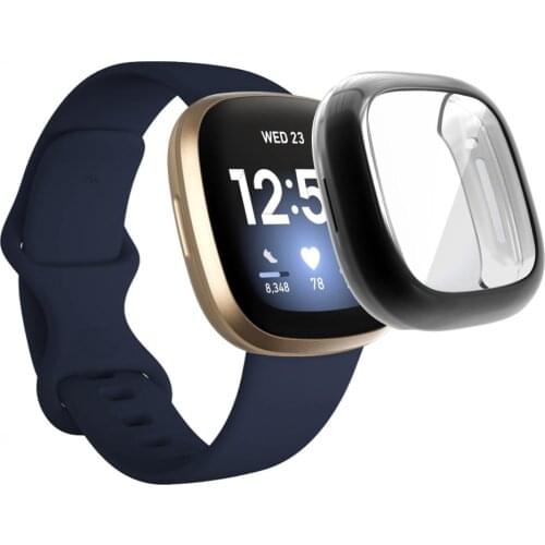 Soft Tpu Case for Fitbit Sense/ for Fitbit Versa 3 Band Waterproof Watch Shell Cover Screen Protector Protective Bumper