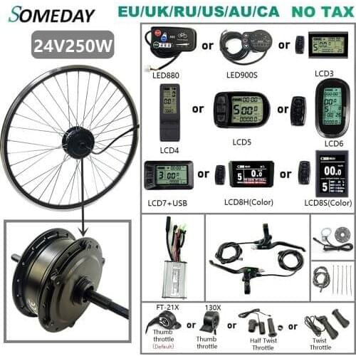 SOMEDAY 24V 250W Electric Bicycle Conversion Kit Rear Rotate Gear Hub Motor 16-29 inch 700C Wheel for Rear Drive Motor Kit