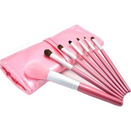 Professional 7 Pcs Makeup Brush Set with Bag Tools Make-up Toiletry Kit Wool Make Up Brushes Set Case