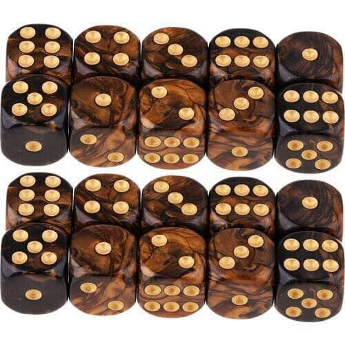 20 Pieces Two Colors Six Sided Resin Role Play Game Dice Set Golden Black