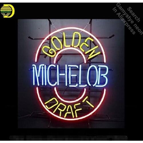 Neon Sign for Michelo Beer Golden Draft Neon Tube sign handcraft Commercial windows Neon Flashlight sign Decorate Beer Bar pub