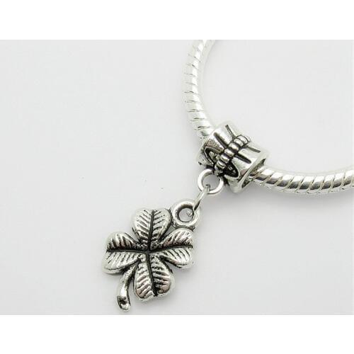 New 25pcs Clover charm Big Hole bead European Pendant fit for Pandora style Bracelets Necklace DIY Metal Jewelry Making