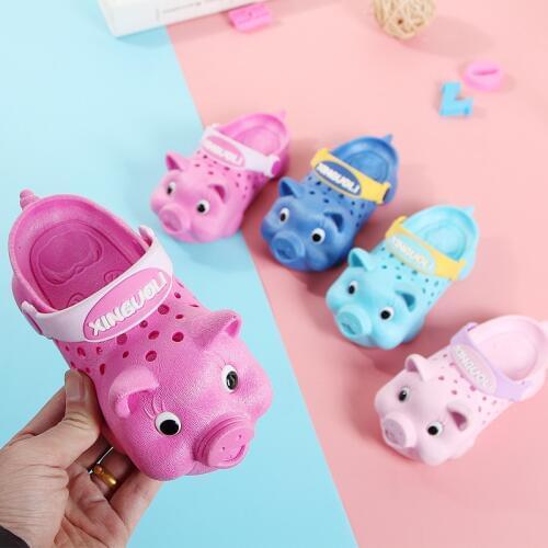 2019 New Children Non-slip Summer Cartoon Garden Sandals Hollow Cute Pig Slippers Kids Boys Girls Beach Shoes Breathable Sandals