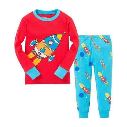 Long-sleeved pajamas home set boys and girls set cotton pajamas cartoon 2 piece set / set pajamas