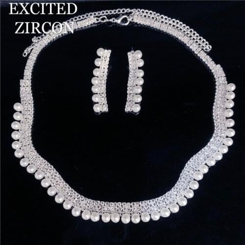 Luxury Rhinestone Jewelry Set Ladies Fashion Wedding Exquisite Necklace Earrings Bridal Party Accessories Wholesale Jewelry