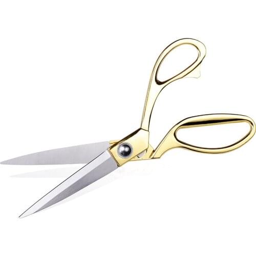 High Quility Gold Color Stainless Steel Sewing Scissors For Fabric Clothes Tailor Scissors Household Office Cutting Ribbon Tool