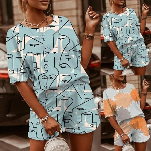 Casual Womens Tracksuit Suit Sportswear Women T-shirt Shorts Tracksuits Sets Female Summer Casual Short Pants Matching Sets