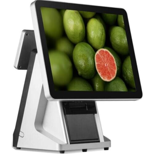 Ture Flat panel 15 inch touch screen Point of sales 4G 64G pos system restaurant all in one pos with customer dispaly