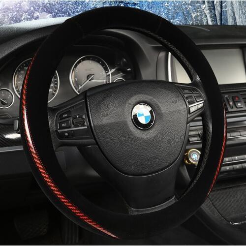 .Universal Carr plush Steering-Wheel Covers Anti-slip Skidproof Durable 37-38CM/15" Dynamic Fibre Handmade Steering Wheel Cover