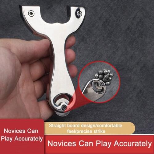 High Quality Slingshots Outdoor Strong Stainless Steel Hunting Slingshot With Flat Rubber Band Strong Magnetic Pendant