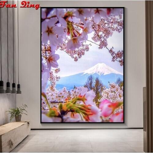 Japan,cherry blossoms,Mount Fuji,landscape,new arrival DIY full drill 5D diamond painting cross stitch kit Diamond embroidery