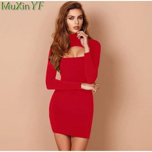 Womens Autumn Winter Sexy Hollow Out Mini Dress 2021 Basic Solid Turtleneck Wrap Hip Sheath Dresses Lady New Black Slim Bodycon