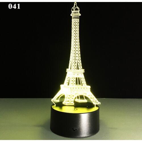 Famous building Eiffel tower Sydney Opera House etc 3D model LED model lamp creative stereo visual gifts to send friends Y83