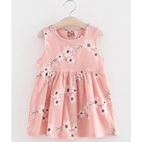 ZWF916 Girls Dresses Summer Kids Clothes Children Sleeveless Print Princess Dress Elegant 2 3 4 5 6 7 8 9 10 Year Girl Dress