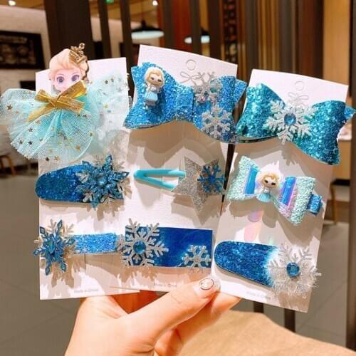 1PCS Wholesale Cartoon Elsa Anna Princess Icon Hair Pins Lovely Good Quality Hair Clips Metal Head Wear Girls BB Party Gifts