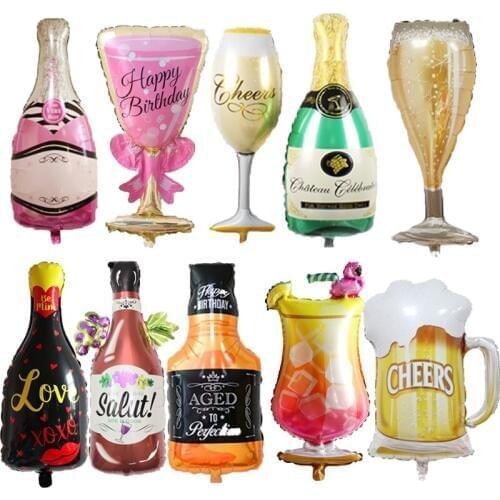 10pcs Wine Bottle Wine Glass Balloon Beer Whiskey Childrens Day Christmas Balloon Bachelor Party Wedding Birthday Party Decor