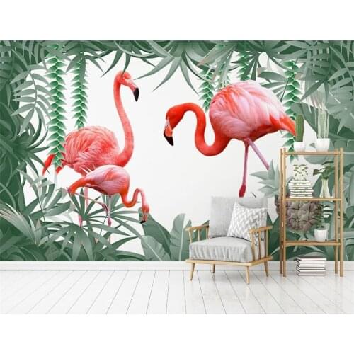 Beibehang custom papel de parede 3d European tropical plant flamingo 3d wallpaper home decor mural papel mural house decoration