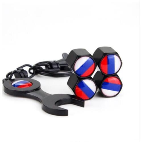 4pcs Russian Flag Car Decoration Wheel Tire Parts Valve Stems Caps 1pc Wrench for Citroen C5 C4 Picasso Xsara Berlingo Elysee