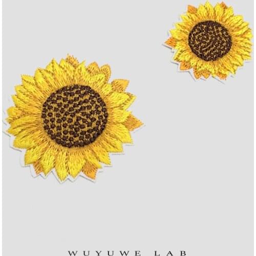 5ps/lot Classical Sun Flower Sunflower Applique Clothing Embroidery Patches Fabric Sticker Iron On Patch Craft Sewing Repair