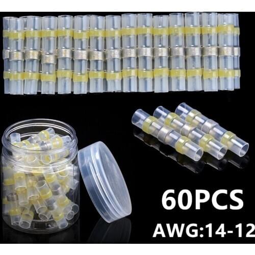 60PCS Heat Shrink Wire Connectors Solder Seal Sleeve Insulated Butt Connector Soldering Terminals-Automotive Marine