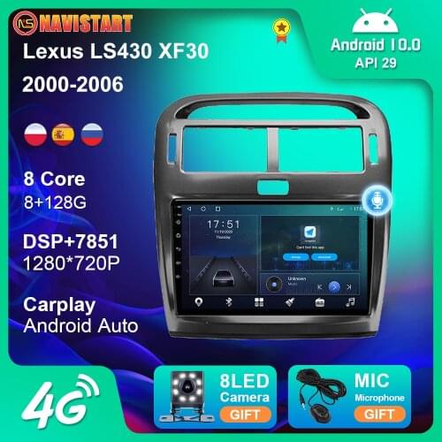 Android 10 Car Radio Stereo for Lexus LS430 XF30 LS 430 2000-2006 GPS Navigation Android Auto 4G WIFI BT Carplay DSP DVD Player
