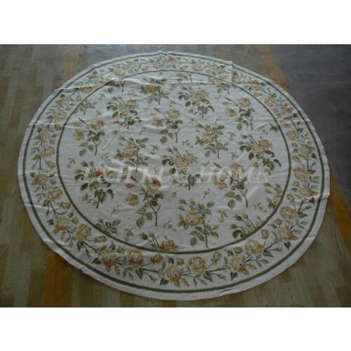 Free shipping 8'X8' Round Handmade Floral Roses Wool Needlepoint Area Rug New Store Openning