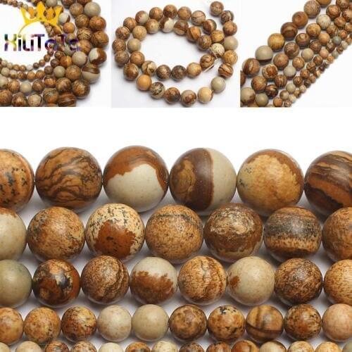 Beautiful Picture Jaspers Stone Beads Round Loose Spacer Beads 15inches 4/6/8/10/12mm For Jewelry Making DIY Bracelet Necklace