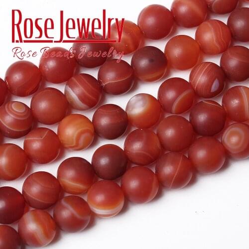 Natural matte Red Stripes Agates Stone Beads natural black agates loose spacer beads for Jewelry Making DIY Bracelet 4-12 mm