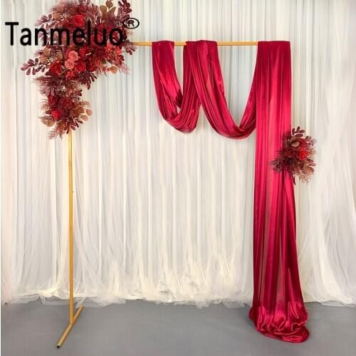 Wedding Ceremony Party Curtains Solid Color Ice Silk Fabric Wedding Arch Draping Fabric Voile Arbor Drapes for Frame Stand panel
