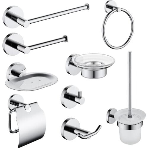 Chrome Polished Bathroom Accessories Sets Towel Ring Towel Holders Toilet Paper Holder Robe Hook Soap Dish Bathroom Products