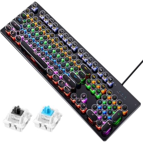 G32B Gaming Keyboard Retro Keycap Backlit Wired Mechanical Keyboard for PC Computer Desktop Laptop