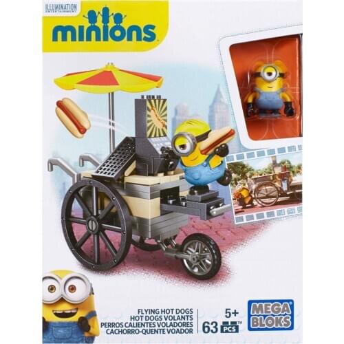 Mega Bloks Minions Flying Hot Dogs 63pcs/pzs -5years old Children Toys Festival Christmas Gift Small building blocks