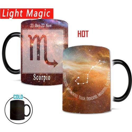 Magic sky Scorpio 12 Constellation Stars Mugs Magic Color Changing Home Coffee Tea Cups Ceramic creative gift mug