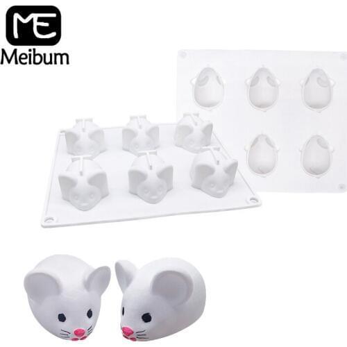 Meibum 6 Cavity Rat Mousse Dessert Mould Silicone Cake Mold Mouse Muffin Pastry Pan Dessert Decorating Tray Baking Tools