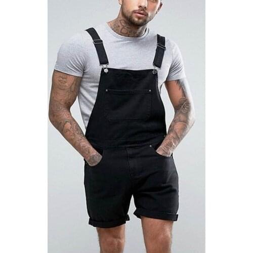 Men Short Ripped Jeans Plus Pocket Jumpsuits Jeans Overall Oversize Streetwear Overall Male Suspender Pants calca masculina