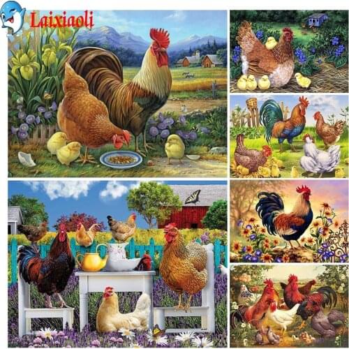 Farm Hen Diamond Painting Cock art Full Square Round Drill Diamond Embroidery Mosaic Rhinestone Picture Cross Stitch Home Decor