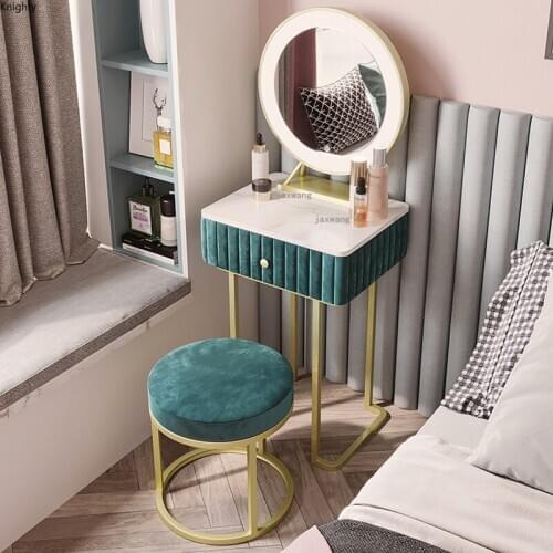 Nordic Marble Single Dressers Set 50/60cm Light Luxury Modern Small Dressing Table Mini Bedroom Dressing Chair Furniture L