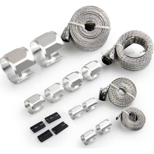 Silver Steel Braided Hose Kit Engine Dress Up Kit Vacuum/Fuel/Oil Line/Radiator