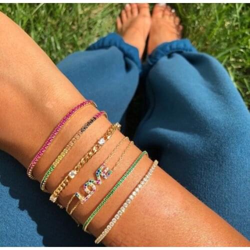 2019 latest design gold color plated AAA cubic zirconia paved bracelet for women wedding top quality tiny minimal adjust jewelry