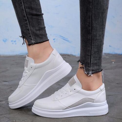 New Arrivel Women Sneaker Fashion Breathble Vulcanized Shoes Platform Lace up Casual White Tenis Feminino Zapatos De Mujer X5-67