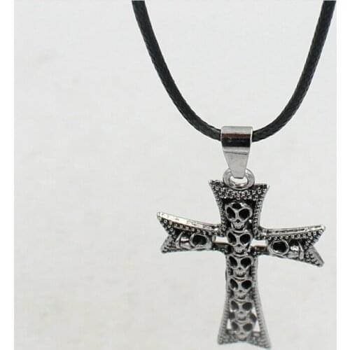 New dark style gothic punk skull cross necklace for women men jewelry accessories gifts alloy nickel free fj094
