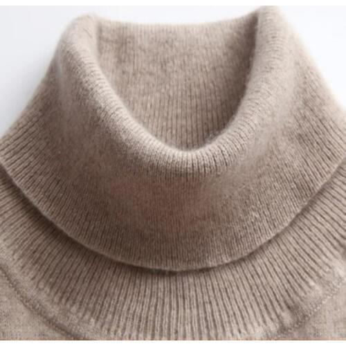 Autumn ladies cashmere sweater knit short sweater womens high collar sweater large size womens sweater