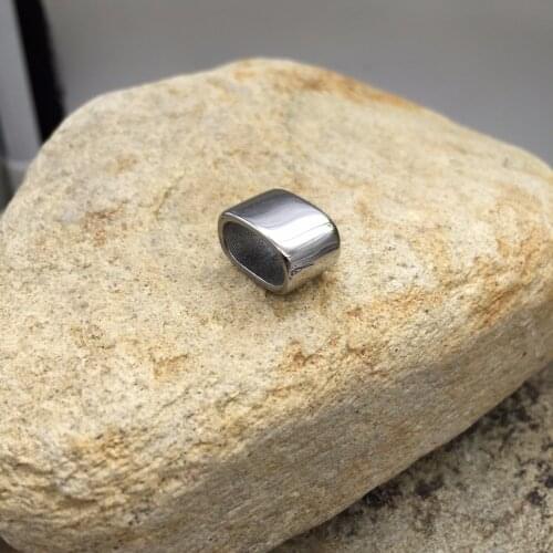 11*6mm Hole 316l Stainless Steel Silver Tone Square Hole Spacer Metal Beads For Men Leather Bracelet DIY Jewelry Maki