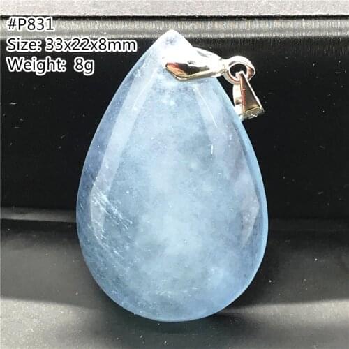 Genuine Natural Ocean Blue Aquamarine Crystal Pendant Jewelry For Woman Lady Man Crystal 33x22x8mm Beads Silver Water Drop Stone