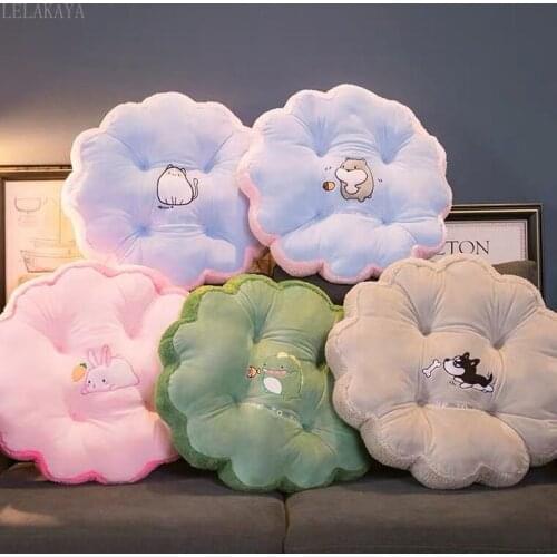 Plush Animals cat rabbit unicorn Round Petal Cushion stuffed Plush Thicken Seat Pad Office Cartoon Seat Pillow Tatami Cushion