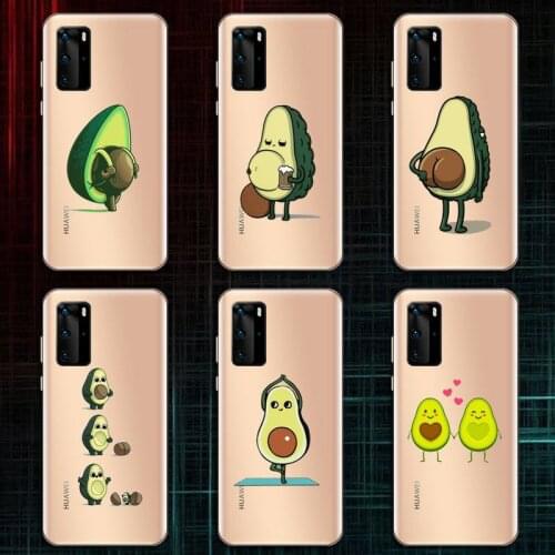Green Avocado Phone Case Clear Transparent for huawei honor P 40 30 20 lite Pro 10 i 8 9 x p smart 2019