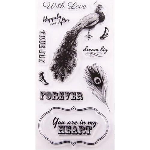 Peacock Feather Transparent Clear Silicone Stamp Seal DIY Scrapbook Rubber Stamping Coloring Embossing Diary Decoration Reusable