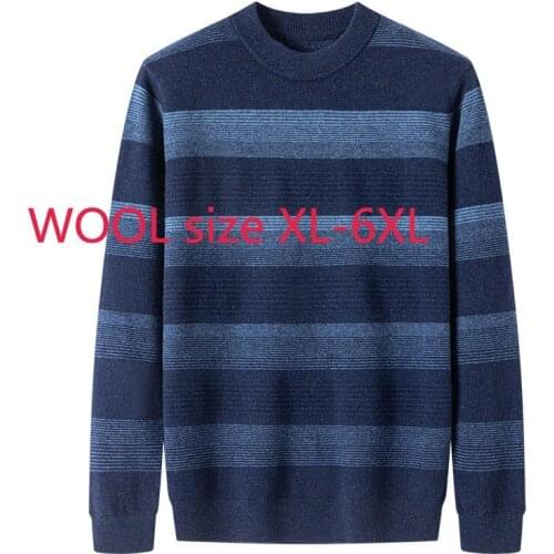 New Arrival Fashion High Quality Autumn Young Men Oversized Round Neck Striped Computer Knitted Pullovers Sweater Plus Size 6XL