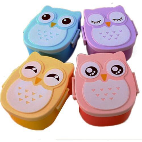 Rice Bowl Children Plate Lunch Box Cartoon Fruteira Ware Food Grade PP Owl Mess Tin Dinnerware Lovely Colorful Kids Cutlery 1pcs