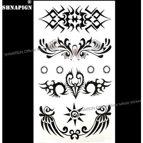 SHNAPIGN Sexy Totem LaceTemporary Tattoo Body Art Arm Flash Tattoo Stickers 17*10cm Waterproof Fake Henna Painless Sticker
